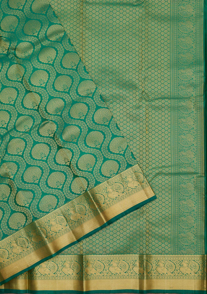 Rama Green Zariwork Pure Silk Saree
