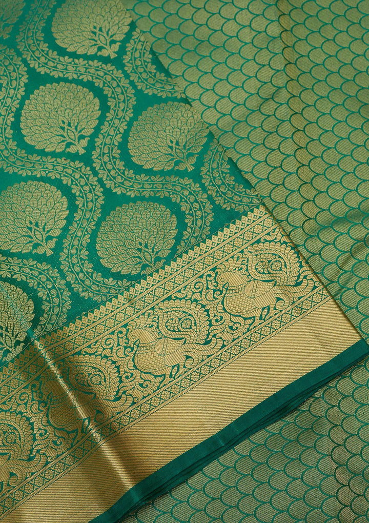 Rama Green Zariwork Pure Silk Saree