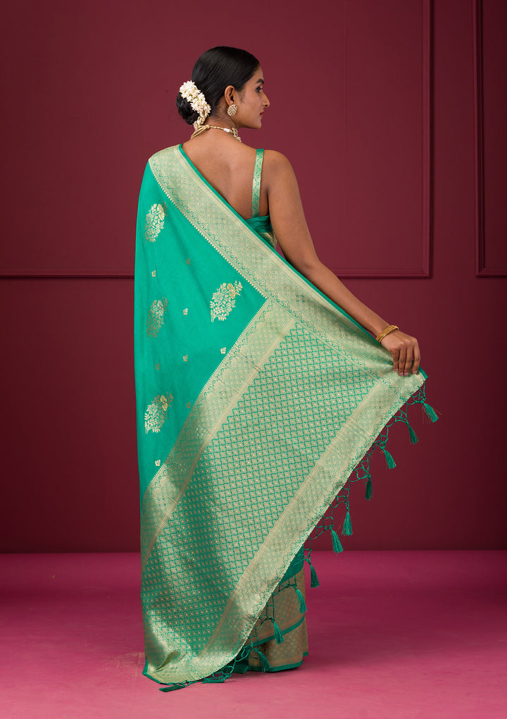Rama Green Zariwork Soft Silk Saree