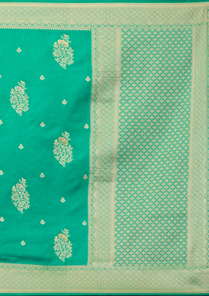 Rama Green Zariwork Soft Silk Saree