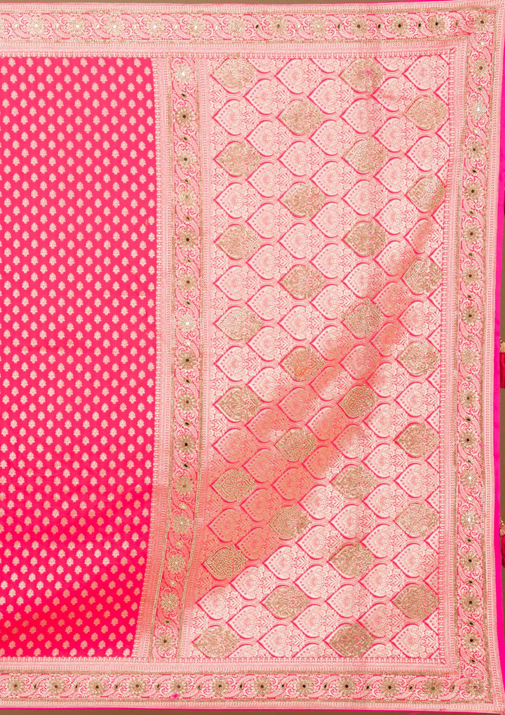 Rani Pink Stonework Art Silk Saree