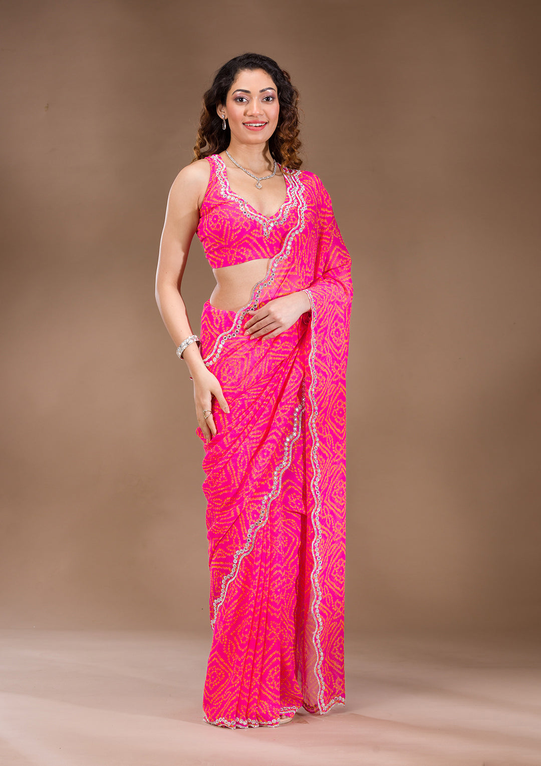 Rani Pink Stonework Georgette Saree