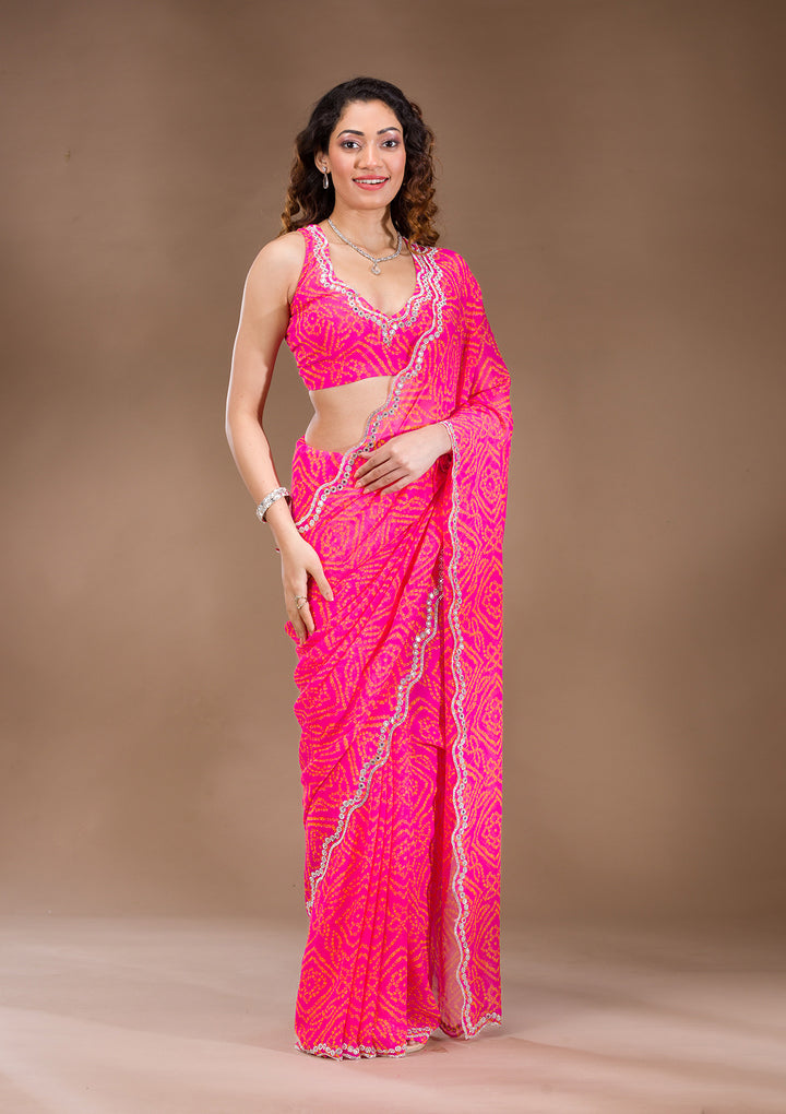 Rani Pink Stonework Georgette Saree