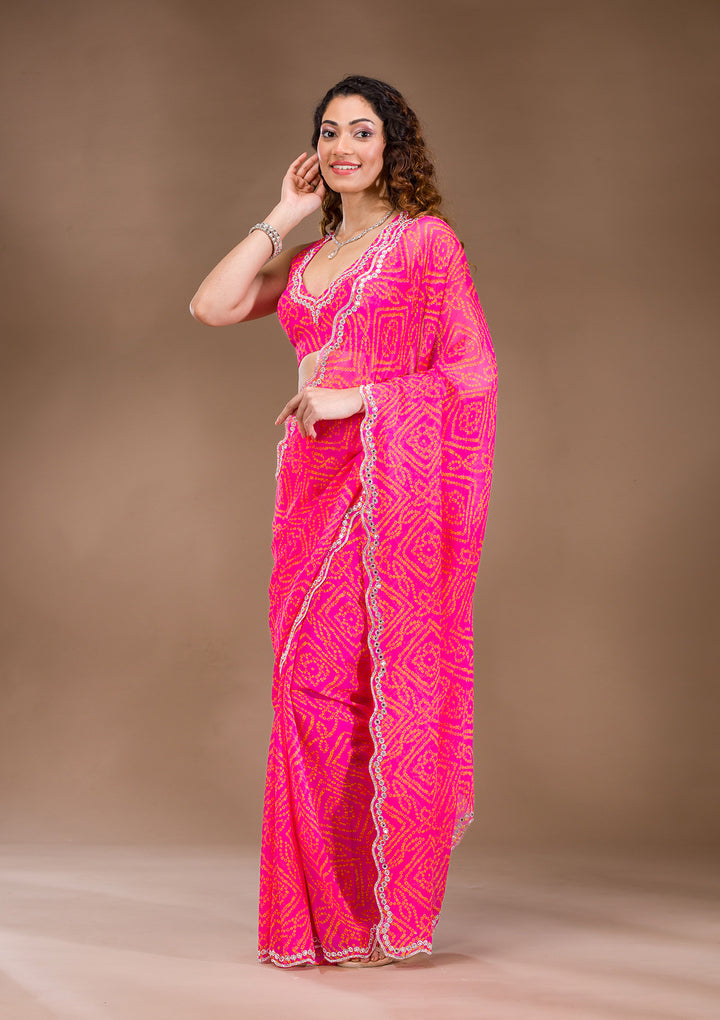 Rani Pink Stonework Georgette Saree