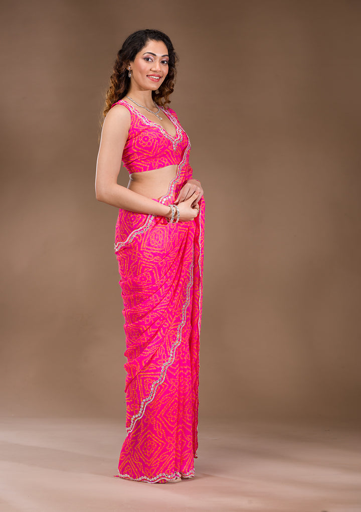 Rani Pink Stonework Georgette Saree