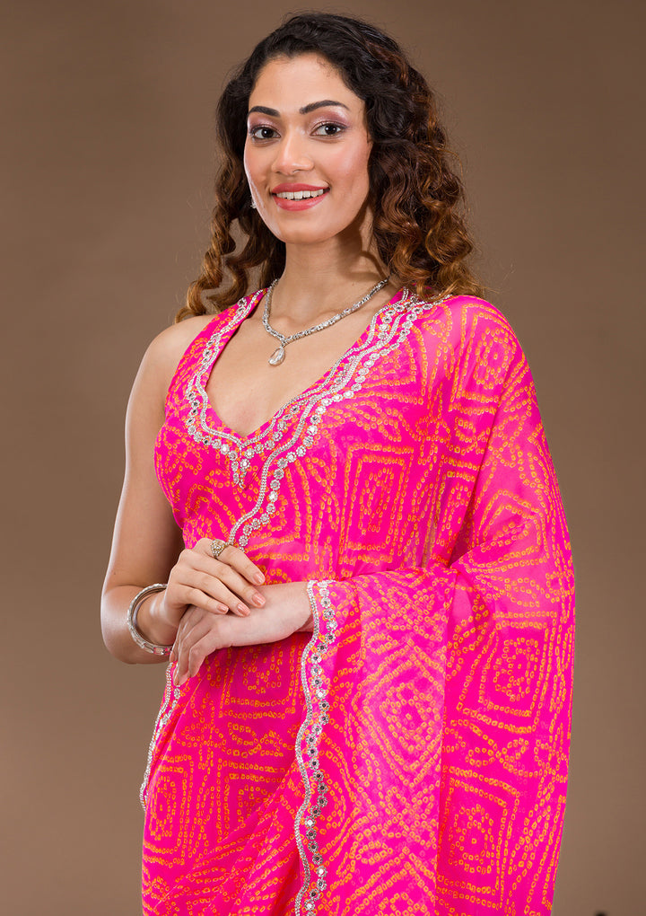 Rani Pink Stonework Georgette Saree
