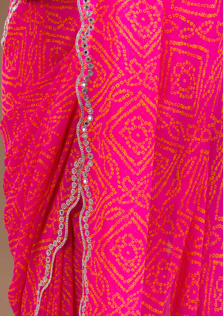 Rani Pink Stonework Georgette Saree