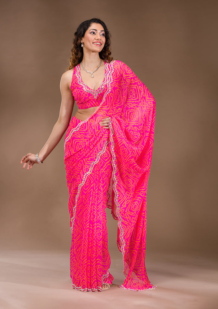 Rani Pink Stonework Georgette Saree
