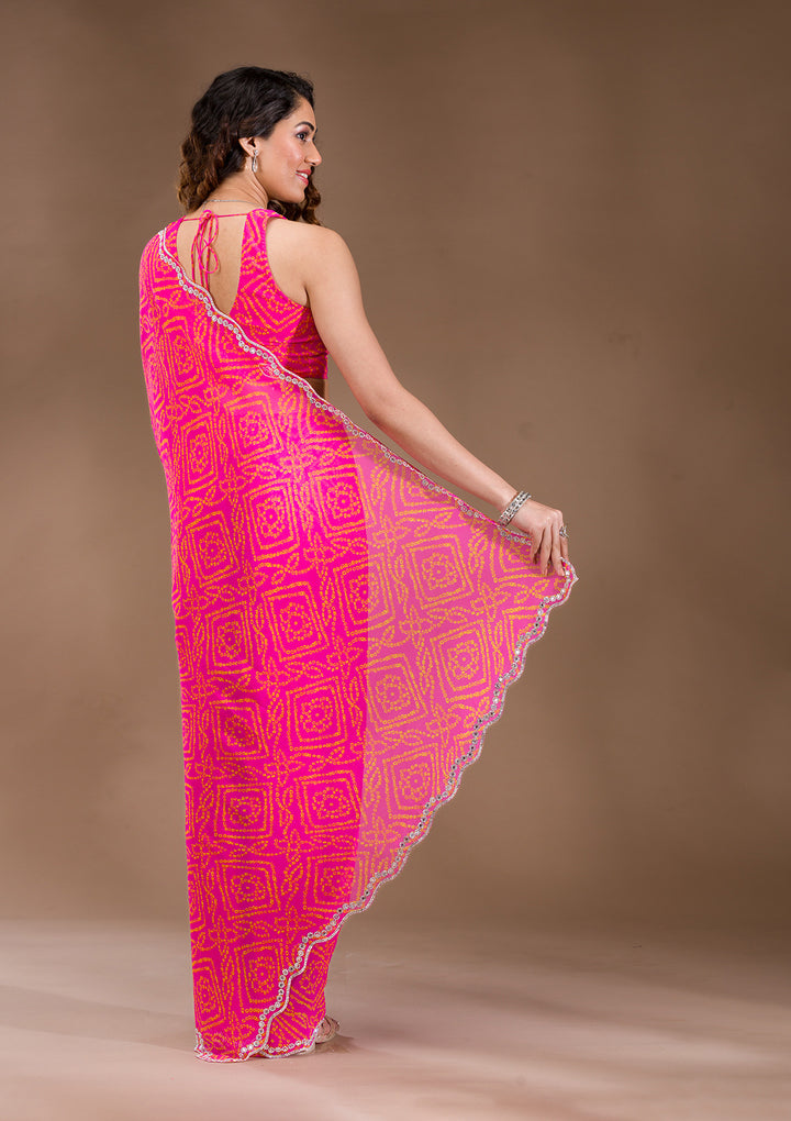 Rani Pink Stonework Georgette Saree