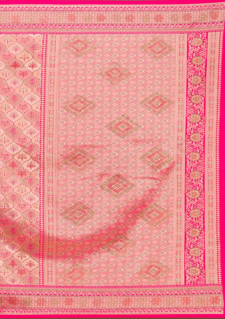 Rani Pink Swarovski Raw Silk Saree