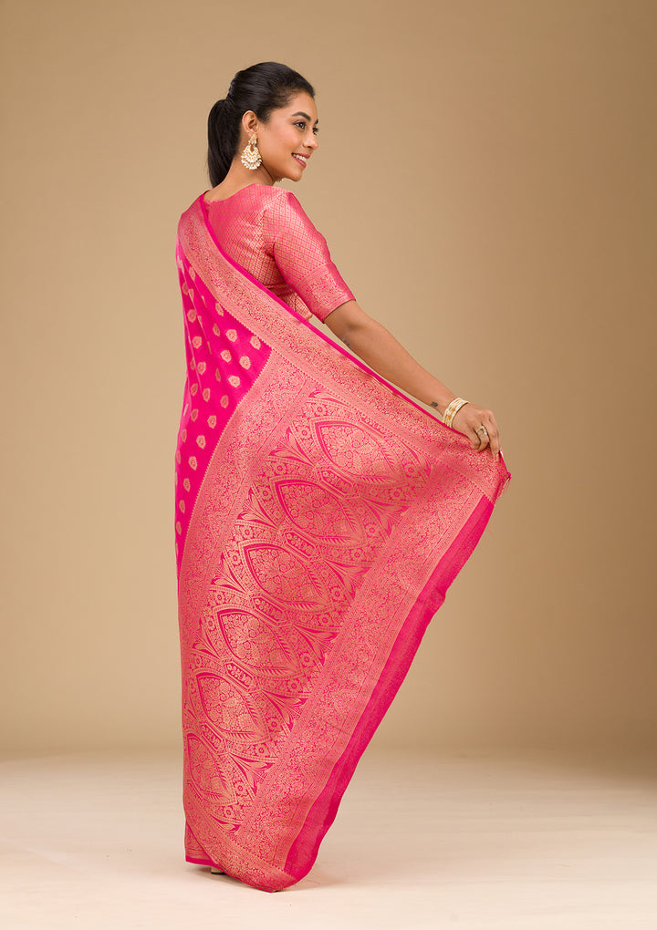 Rani Pink Zariwork Art Silk Saree