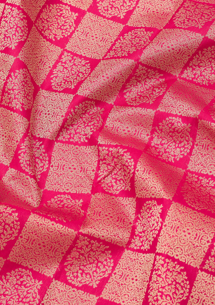 Rani Pink Zariwork Pure Silk Saree