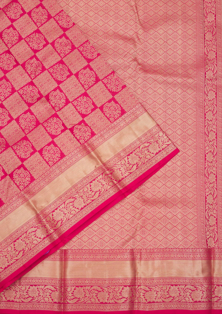 Rani Pink Zariwork Pure Silk Saree