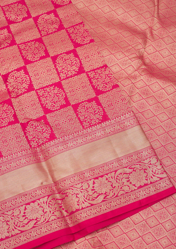 Rani Pink Zariwork Pure Silk Saree
