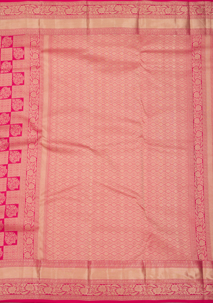 Rani Pink Zariwork Pure Silk Saree
