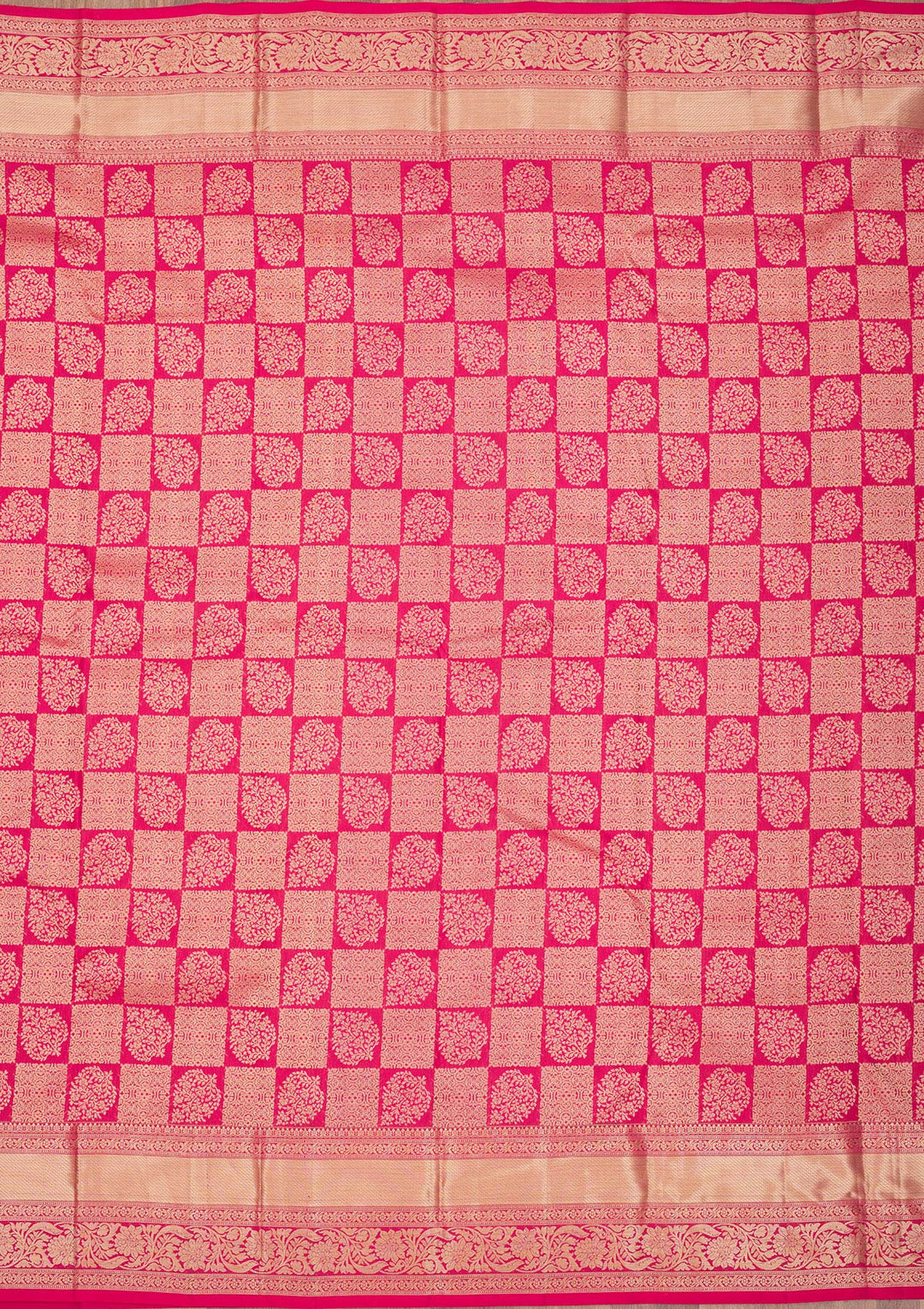 Rani Pink Zariwork Pure Silk Saree