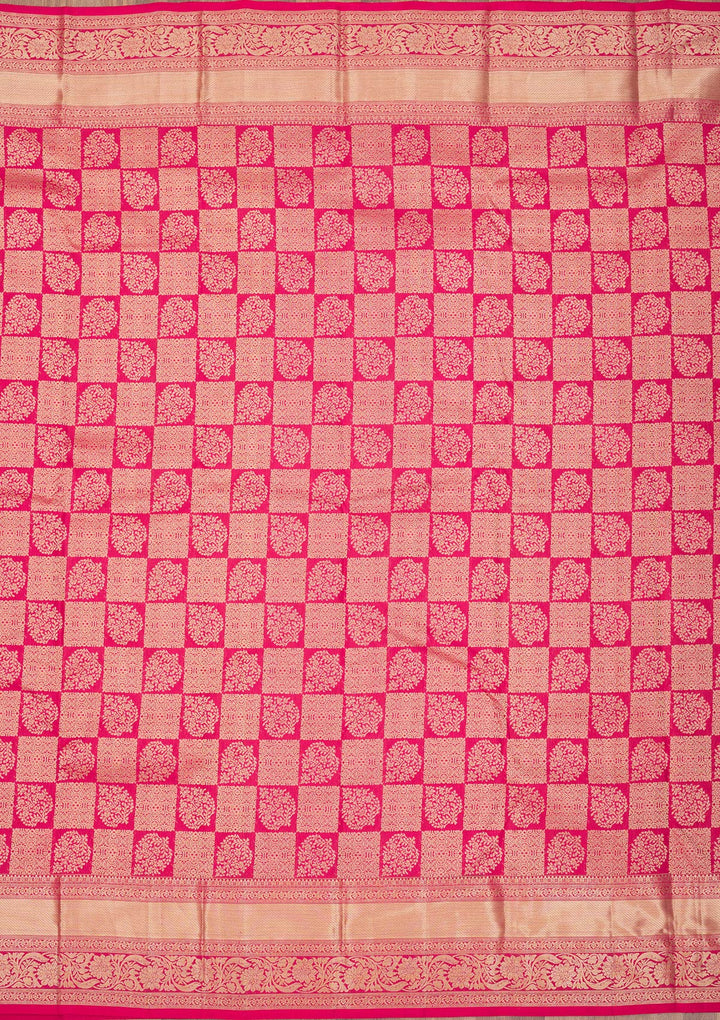 Rani Pink Zariwork Pure Silk Saree
