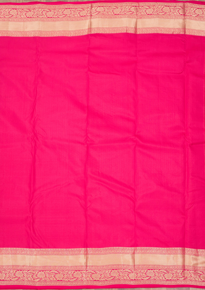 Rani Pink Zariwork Pure Silk Saree