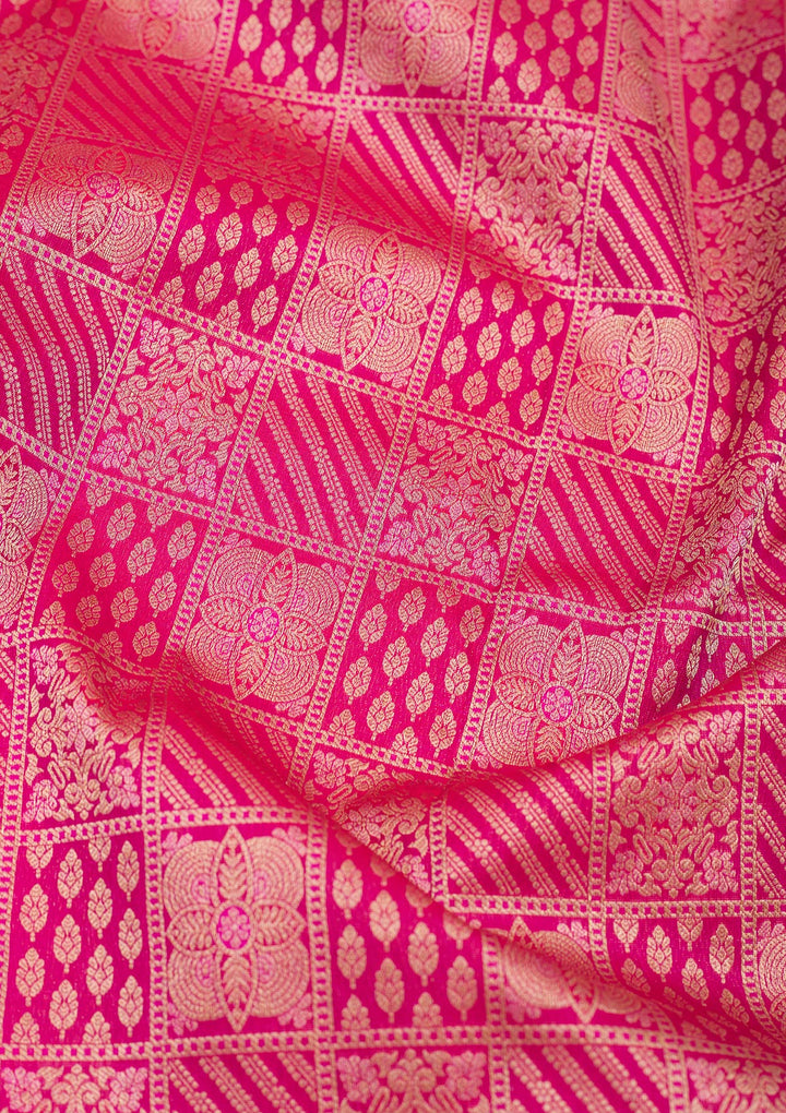 Rani Pink Zariwork Pure Silk Saree