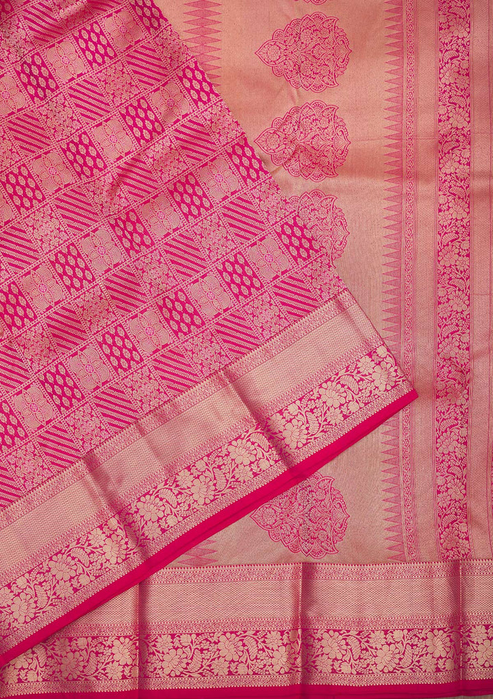 Rani Pink Zariwork Pure Silk Saree