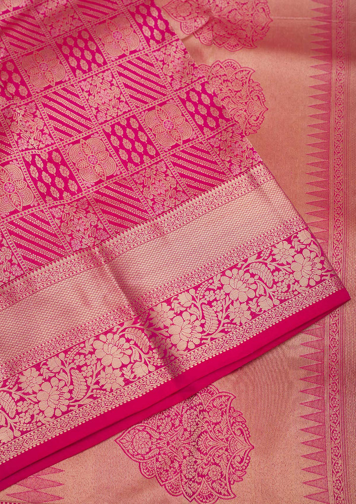 Rani Pink Zariwork Pure Silk Saree