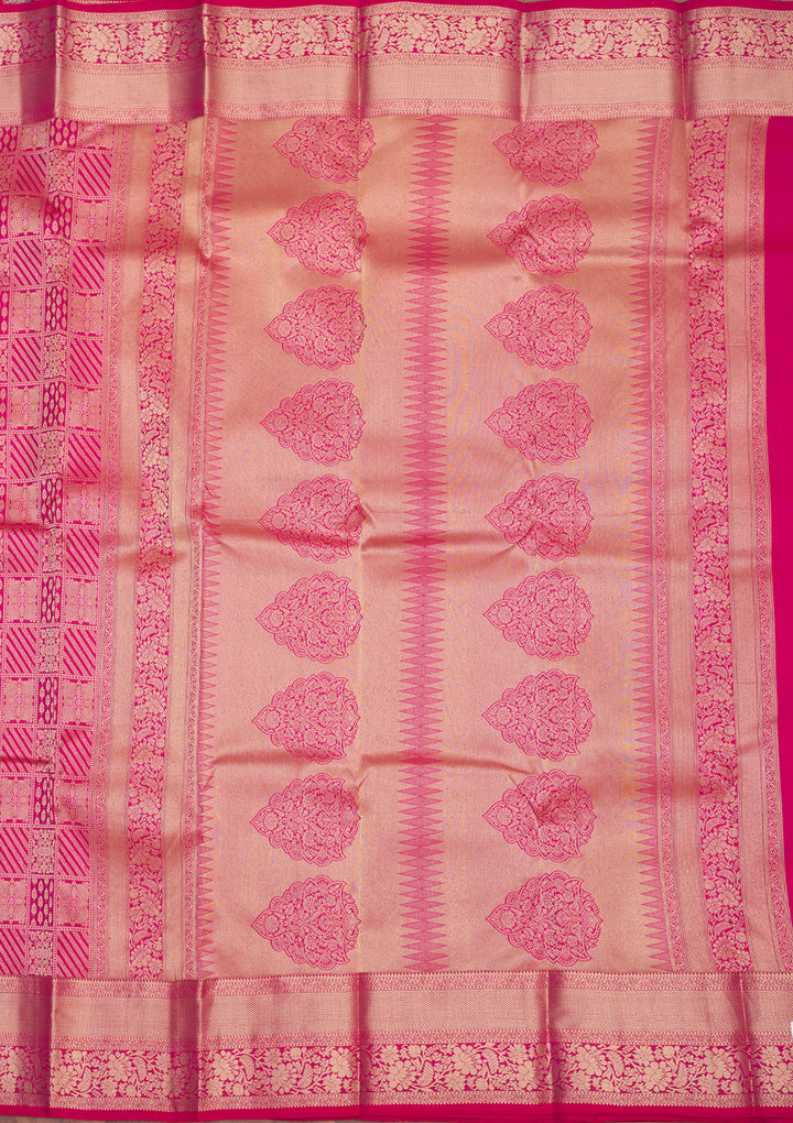 Rani Pink Zariwork Pure Silk Saree