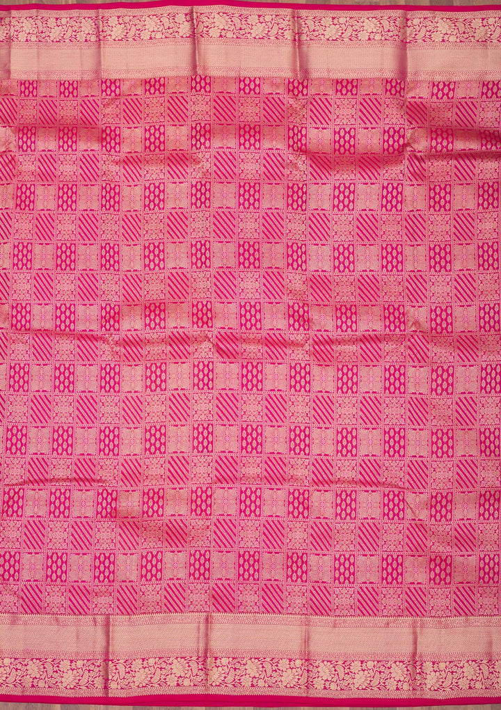 Rani Pink Zariwork Pure Silk Saree
