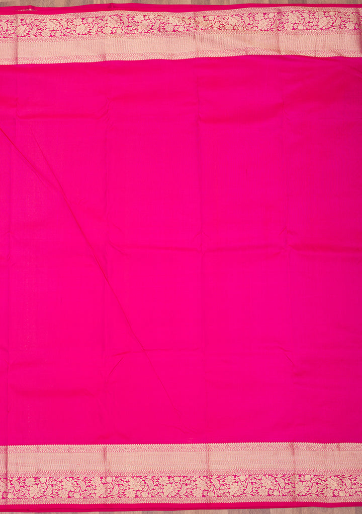 Rani Pink Zariwork Pure Silk Saree