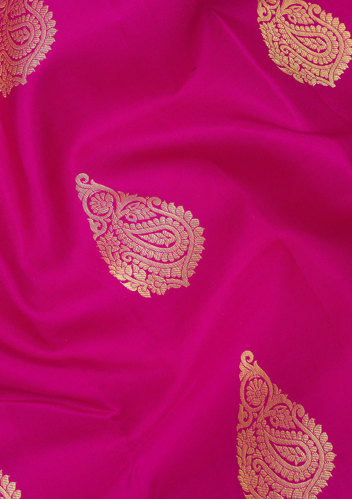 Rani Pink Zariwork Pure Silk Saree