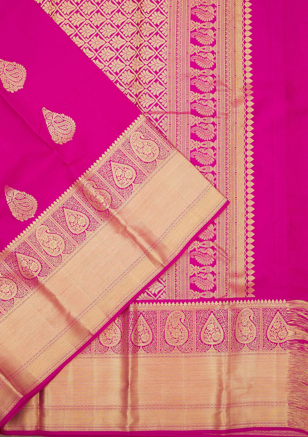 Rani Pink Zariwork Pure Silk Saree