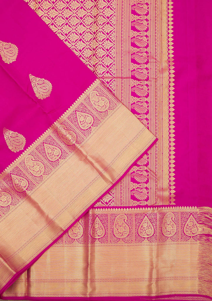 Rani Pink Zariwork Pure Silk Saree