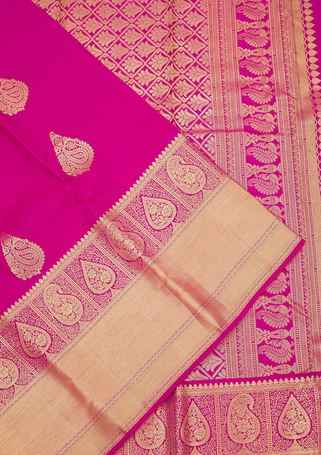 Rani Pink Zariwork Pure Silk Saree