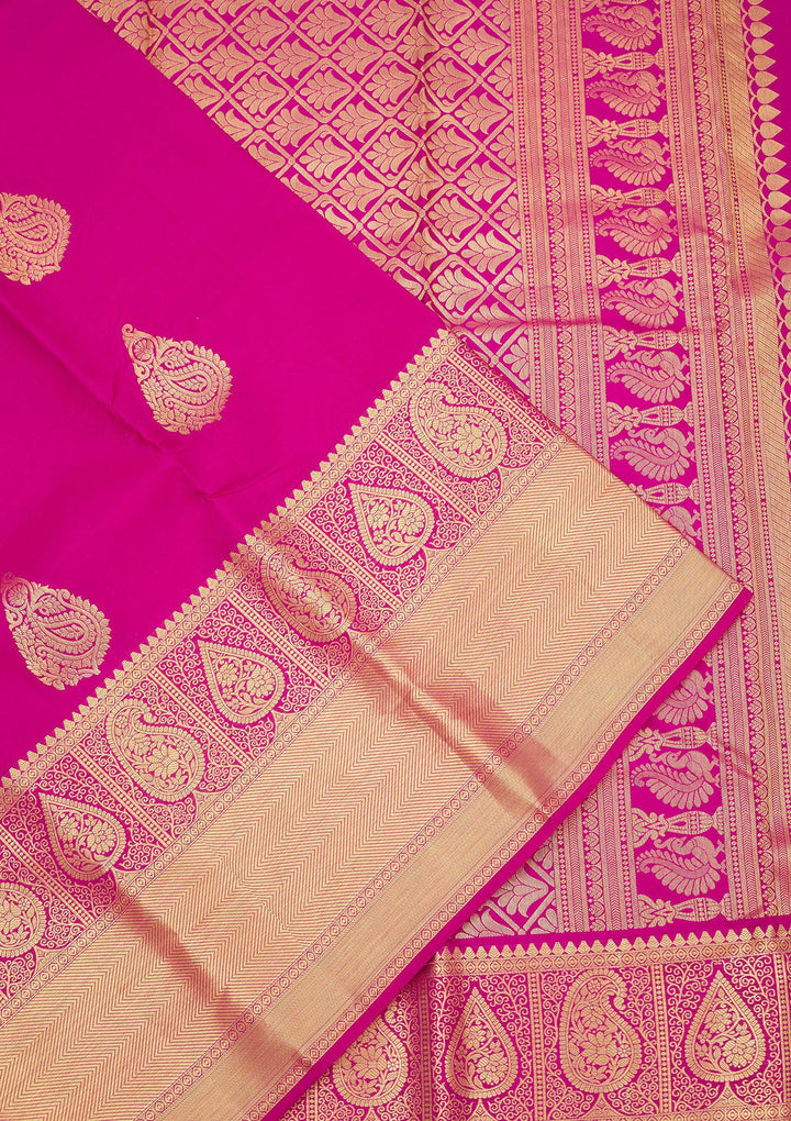 Rani Pink Zariwork Pure Silk Saree