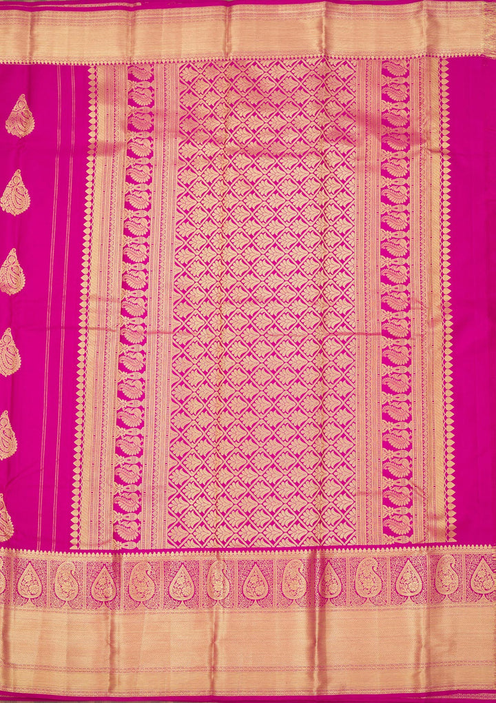 Rani Pink Zariwork Pure Silk Saree