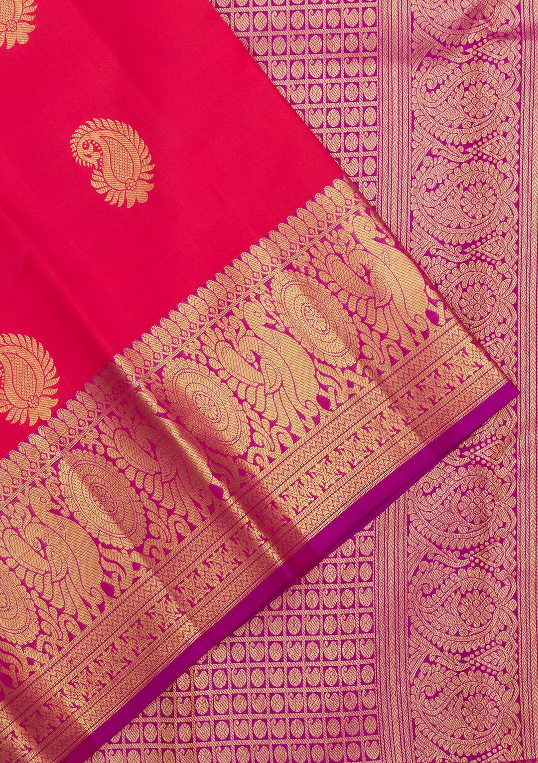 Rani Pink Zariwork Pure Silk Saree