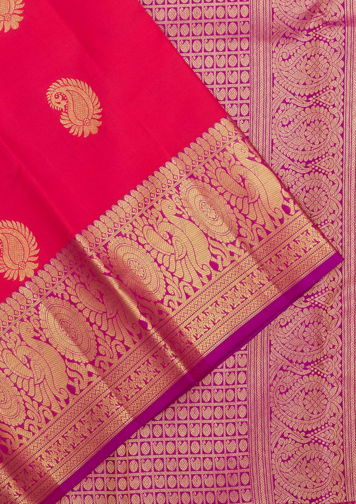 Rani Pink Zariwork Pure Silk Saree