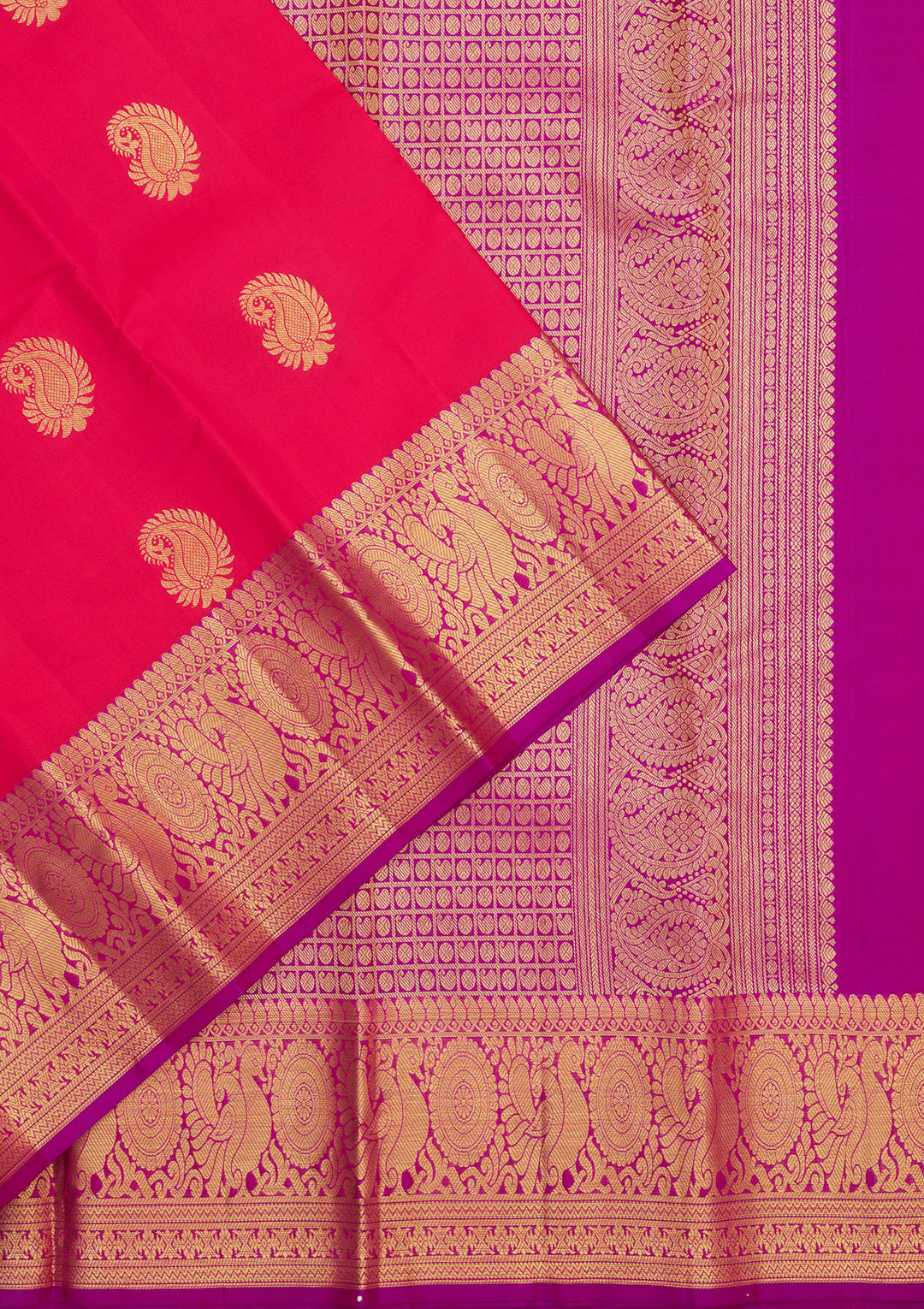 Rani Pink Zariwork Pure Silk Saree