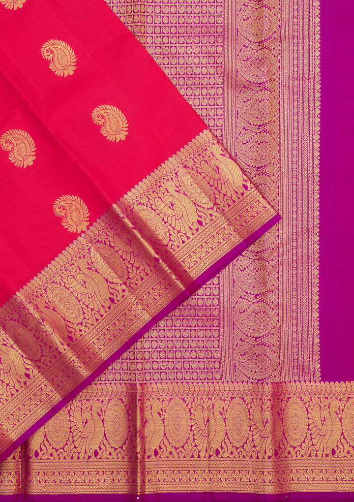 Rani Pink Zariwork Pure Silk Saree