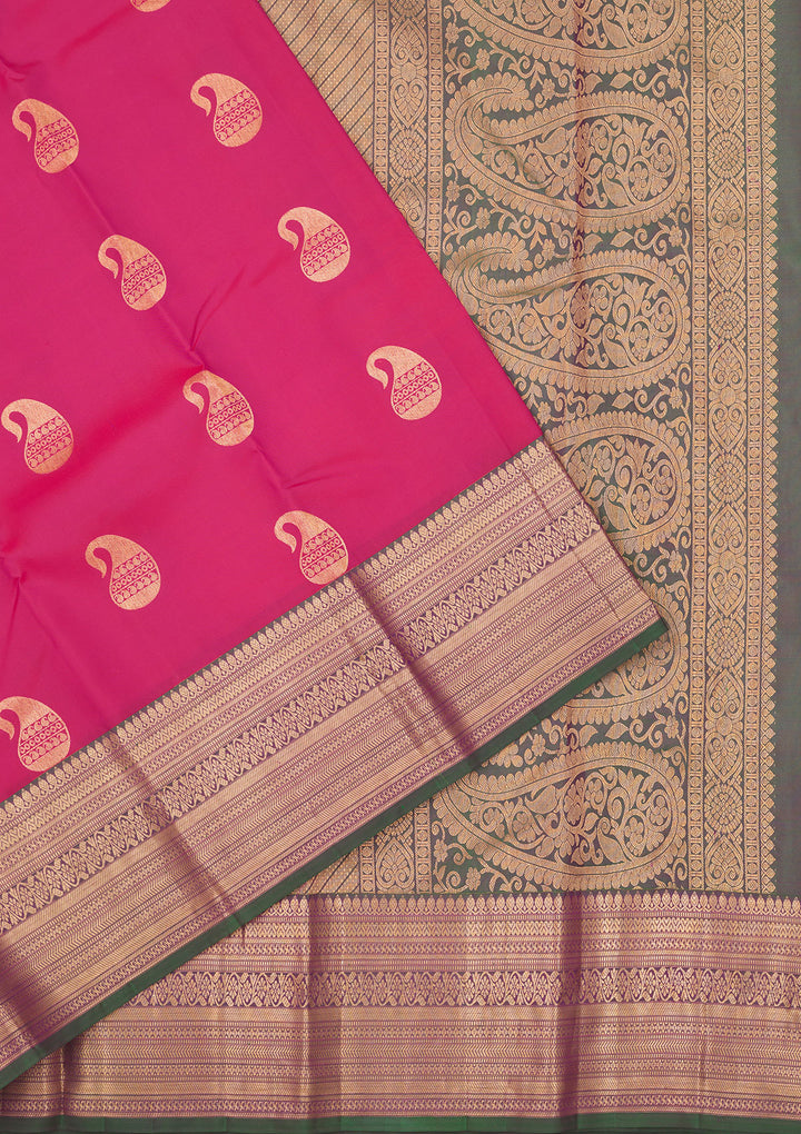 Rani Pink Zariwork Pure Silk Saree