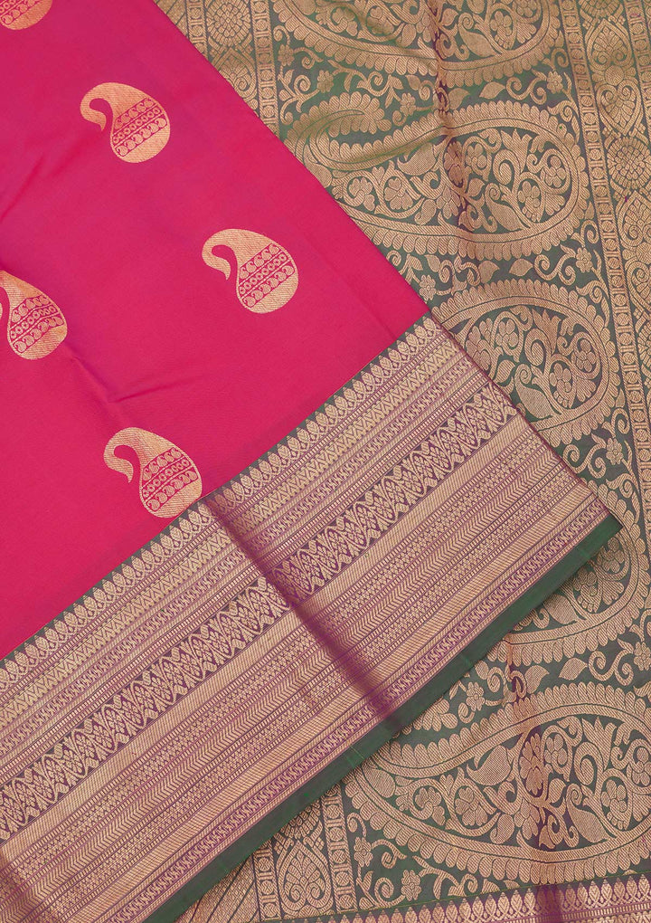 Rani Pink Zariwork Pure Silk Saree