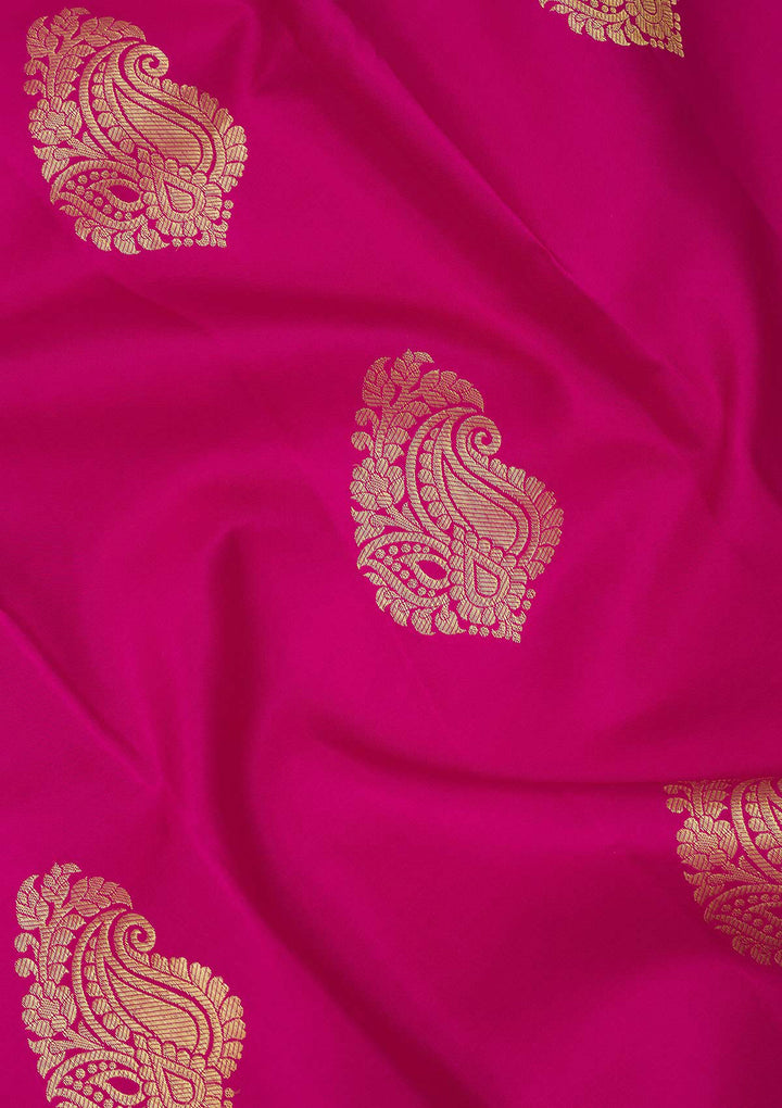 Rani Pink Zariwork Pure Silk Saree