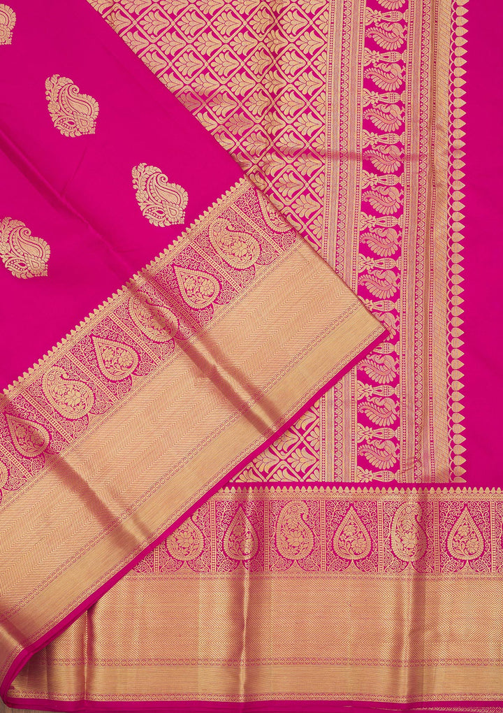 Rani Pink Zariwork Pure Silk Saree