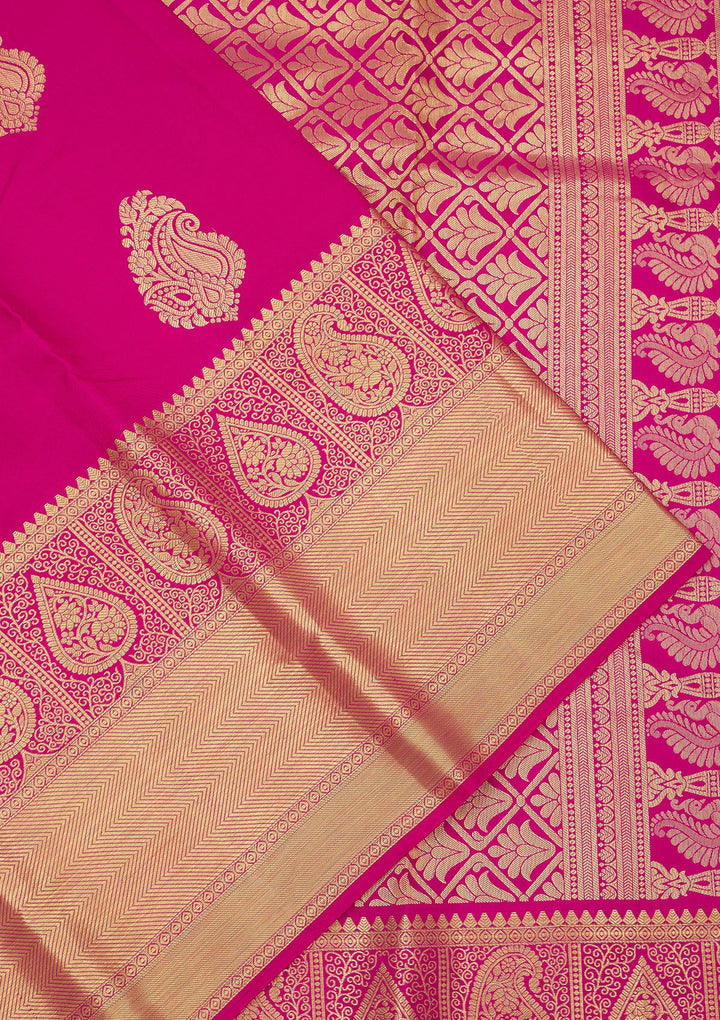 Rani Pink Zariwork Pure Silk Saree