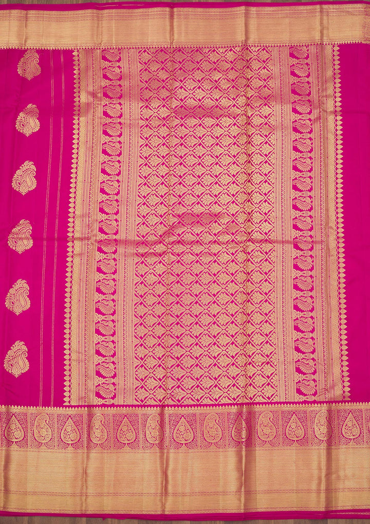 Rani Pink Zariwork Pure Silk Saree