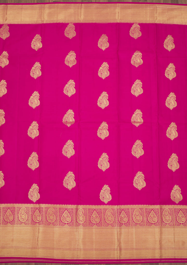 Rani Pink Zariwork Pure Silk Saree