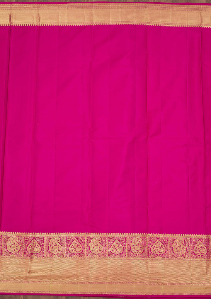 Rani Pink Zariwork Pure Silk Saree