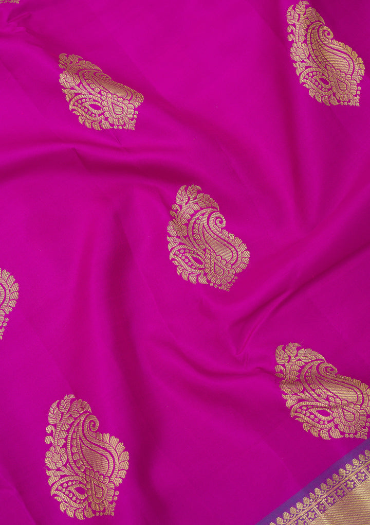 Rani Pink Zariwork Pure Silk Saree