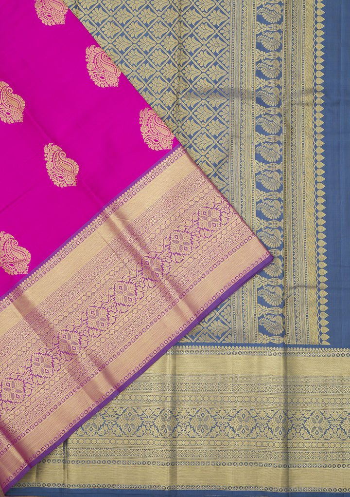 Rani Pink Zariwork Pure Silk Saree