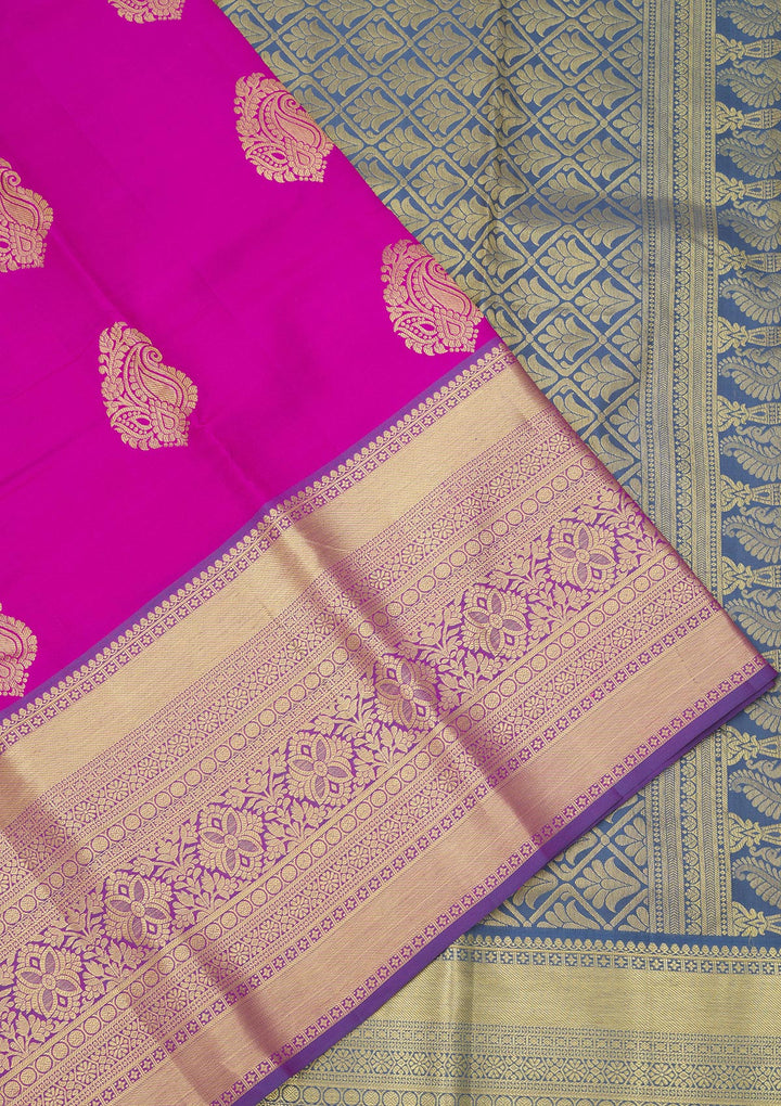 Rani Pink Zariwork Pure Silk Saree
