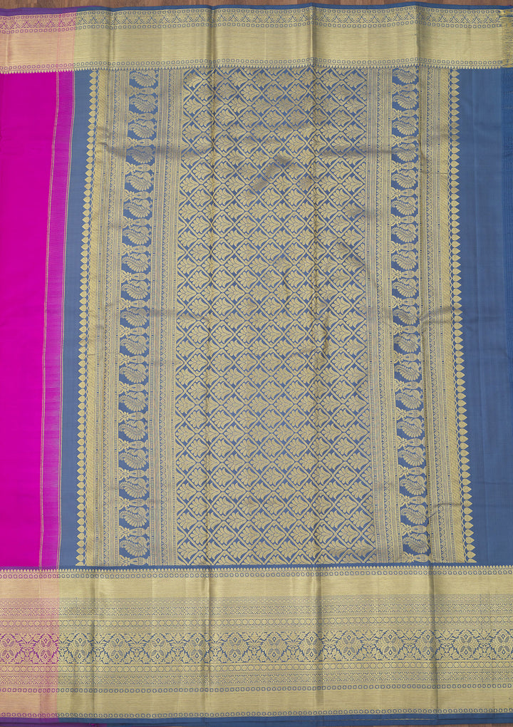Rani Pink Zariwork Pure Silk Saree